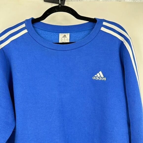 Adidas ESSENTIALS 3-STRIPES FLEECE SWEATSHIRT Size 1X Blue & White Plus unisex - Picture 5 of 12
